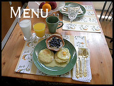 Breakfast menu at a Comfort Getaway Guesthouse